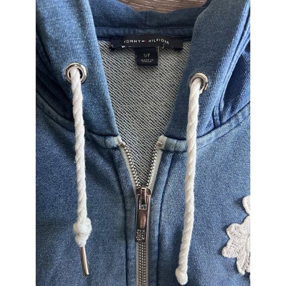 Tommy Hilfiger Jacket Hoodie Blue Embroidered Women Size S Y2K - Picture 3 of 4